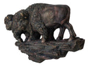 Faux Bronze Native American Brown Bison Buffalo Herd Wall Sculpture Relief 21"L