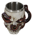 Marine Cthulhu Octopus Hiding In Skull Crevices Tentacles Arm Handle Coffee Mug