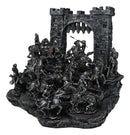 Set of 12 Mini Armored Knights On Horses And Medieval Castle Drawbridge Display