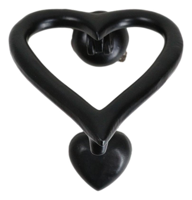 Cast Iron Black Love Heart Shaped Abstract Art Decorative Door Knocker Accent