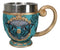 Wicca Turquoise Cameo Golden Lace Scroll Butterfly Moth Skull Tea Cup Mug