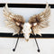 Rustic Western Cow Skull With Horns And Angel Wings Wall Double Hooks Sculpture