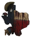 Rustic Western Lone Star State Texas Map with Armadillos and Cowboy Hat Figurine