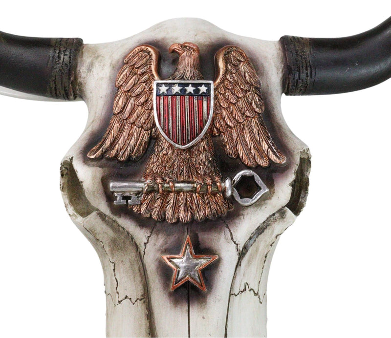 Western Patriotic USA Flag Army Branch Eagle Key Emblem Cow Skull Wall Decor