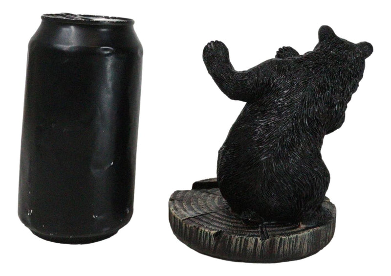 Rustic Western Hide And Seek Black Bear On Tree Ring Cell Phone Holder Figurine