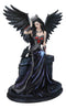 Dark Encounter Gothic Crowned Fairy Queen With Raven Crow On Ledge Figurine