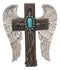 Southwest Angel Wings Braided Ropes Faux Leather Turquoise Stones Wall Cross