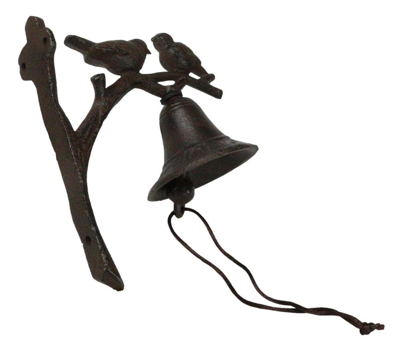 Cast Iron Rustic Western Country Cottage Lovebirds Bird Wall Dinner Yard Bell