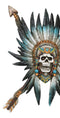 Southwestern Native Indian Chief Skull With Roach And Crossed Arrows Wall Decor