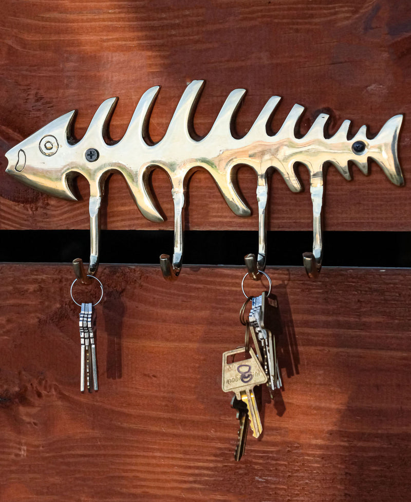 Iron Fish Bones Wall Hook ~ Key, Hat, Coat Rack Holder ~ Nautical