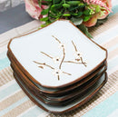 Set Of 6 Sakura Cherry Blossoms Japanese Porcelain Appetizer Salad Square Plates