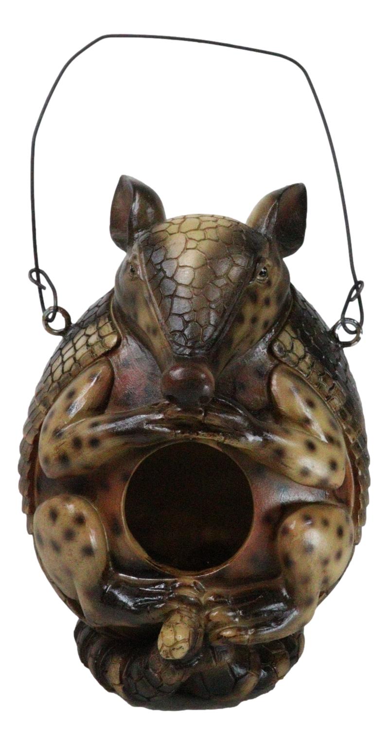 Rustic Western Wildlife Armored Armadillo Wire Hanging Birdhouse Bird Feeder