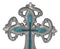 Southwestern Silver Fleur De Lis Scroll Art With Layered Turquoise Wall Cross