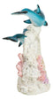 Blue Dolphins Family Swimming Over Acrylic Art Coral Reef LED Light Figurine