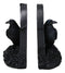 Dark Prophecy Raven Crow Perching On Black Roses Tombstone Figurine Bookends