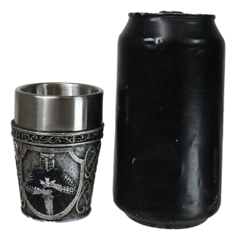 Pack of 4 Black Cloak Medieval Templar Crusader Knight Shot Glasses Set of 4