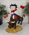 Wild West Country Cowgirl Betty Boop With Red Hat Riding A Toro Bull Figurine