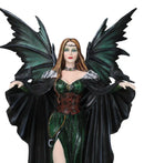 Gothic Enchantress Emerald Fairy In Corset Gown with Ravens Large Figurine