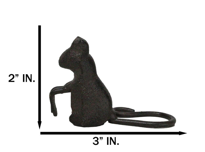 Pack Of 2 Cast Iron Whimsical Begging Mouse With Tail Mini Collectible Figurines