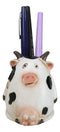 Western Country Farmhouse Holstein Bovine Cow With Udders Pen Holder Figurine