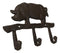 Pack Of 2 Cast Iron Rustic Farmhouse Hog Boar Pig 3 Peg Wall Hooks Organizer