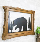 20"L Rustic Scenic Forest Black Bear Silhouette Metal And Wood Framed Wall Decor