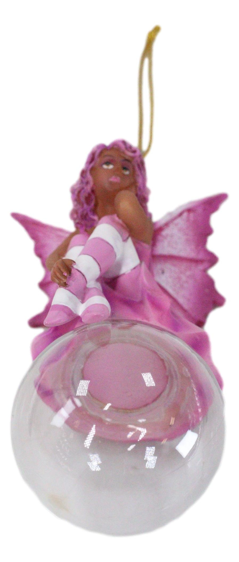 Pink Peony Bubble Rider Fairy Hanging Ornament Amy Brown Holiday Collection