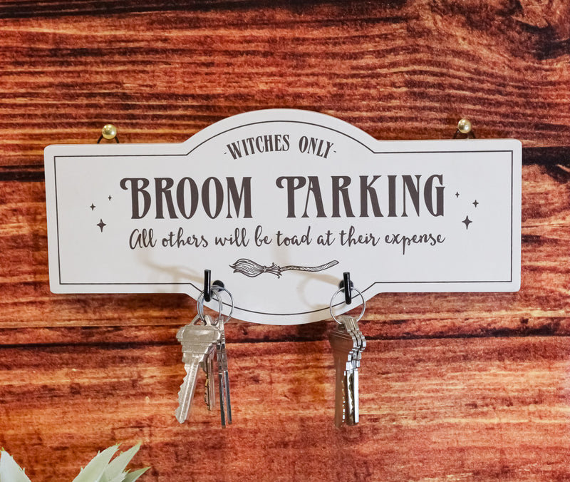 Witches Only Broom Parking All Others Will Be Toad Wall Sign With Coat Hooks