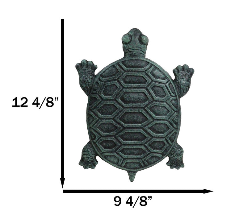 Pack Of 4 Cast Iron Verdigris Marine Sea Turtle Shell Garden Stepping Stones