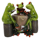 Cheaters' Royal Flush Trio Frogs Playing Poker Card At Gambling Table Figurine