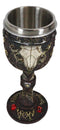 Ebros Horned Wild Bison Steer Tribal Skull Red Cyrstals Maroon Wine Chalice Goblet Cup