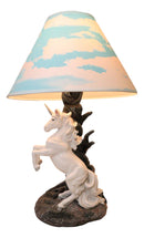 Ebros Enchanted Lights White Unicorn Sculptural Desktop Table Lamp With Shade