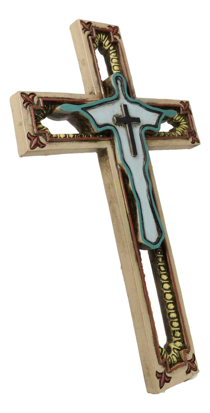 Rustic Western Abstract Jesus Christ The Redeemer Fleur De Lis Wall Cross Decor