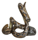 Rustic Western Coiled Diamondback Rattlesnake Snake Wine Bottle Holder Figurine