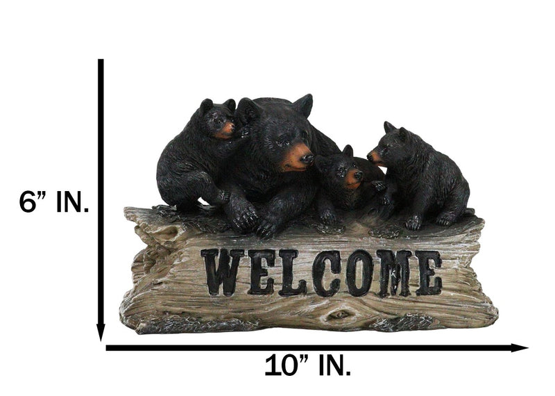 Rustic Wildlife Forest Black Bear Fishing By Rocky River Bank Figurine