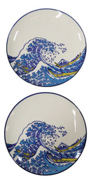 Pack Of 4 Hokusai The Great Wave Of Kanagawa Mount Fuji Round Appetizer Plates