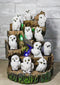 Forest Tree Steppes LED Display Stand With 12 Mini Snow White Owls Figurines Set