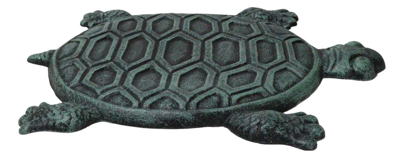 Cast Iron Verdigris Marine Sea Turtle Patterned Shell Garden Stepping Stones