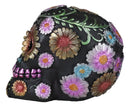 Black Day of The Dead Colorful Floral Blooms Sugar Skull Macabre Figurine 6"L