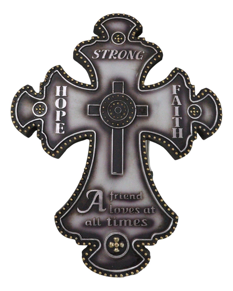 Inspirational Hope Faith A Friend Loves at All Times Fleur De Lis Wall Cross