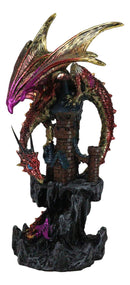 Red Sentinel Dragon On Rocky Mountain Top Stonewall Castle Home Decor Figurine