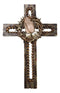 Praying Hands With Crown of Thorns Faux Wooden Rustic Cutout Wall Cross