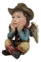 Country Rustic Western Cowboy Angel Wearing Hat And Red Boots Sitting Figurine