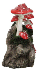 Enchanted Fairy Garden Toadstool Mushrooms Forest On Moss Tree Log Figurine