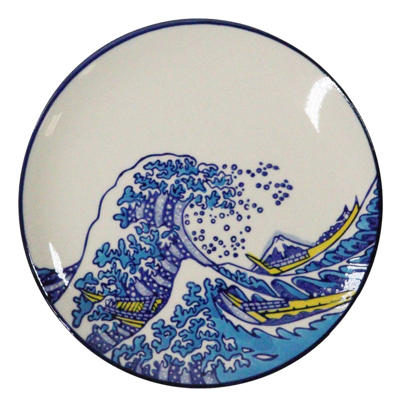 Pack Of 4 Hokusai The Great Wave Of Kanagawa Mount Fuji Round Appetizer Plates