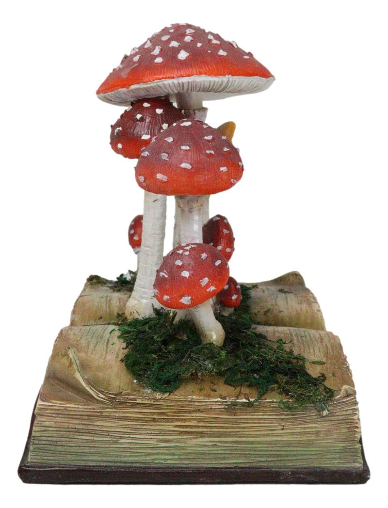 Enchanted Fairy Garden Toadstool Mushrooms Sprouting from Spell Book Figurine