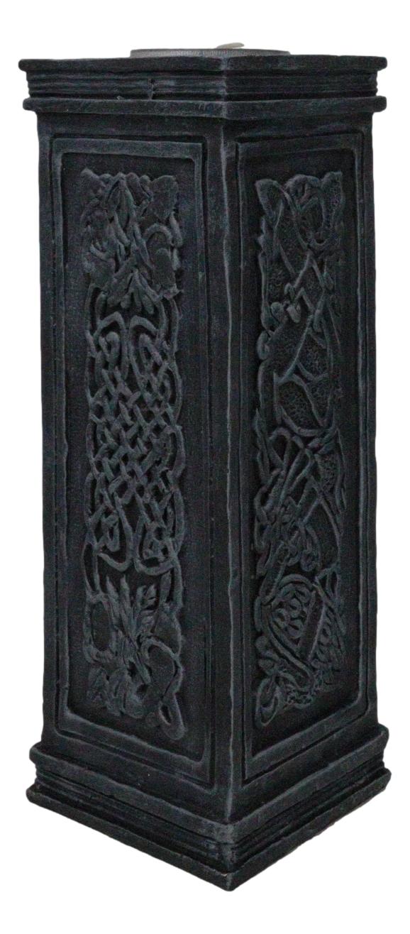 Wicca Celtic Knotwork Sacred Symbols Dark Art Votive Column Candle Holder Stand