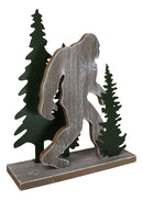 Myth Legend Sasquatch Big Foot by Pine Trees Wooden Silhouette Cutout Sculpture