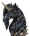 Macabre Black Dark Unicorn Horse With Skeleton Bones And Skulls Bust Figurine