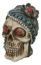 Lady Madame Boudoir Gothic Camo Turquoise Jewelry Skull W/ Red Eyes Figurine